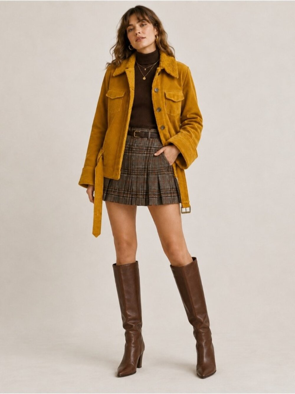 Vintage Miss Sixty Corduroy Sherpa Jacket Medium Mustard Retro Collegiate
